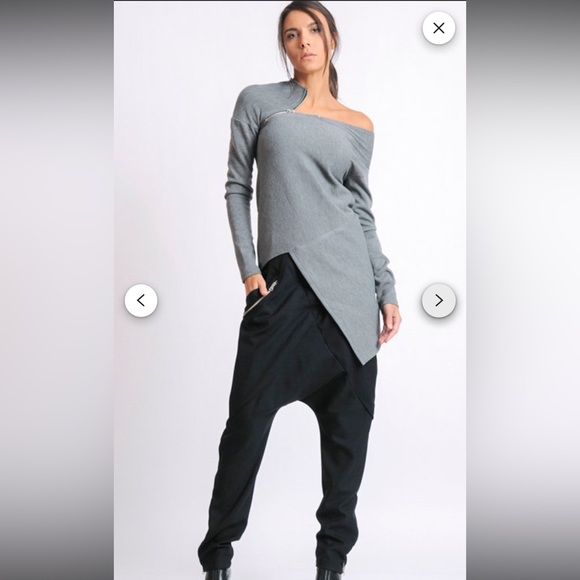 Metamorphoza Tops - Metamorphoza Asymmetrical Tunic Top Off Shoulder Zipper M